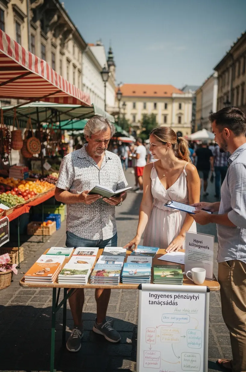 Könyvcsomagok és oktatóanyagok láthatók egy asztalon, amelyek személyes pénzügyi alapokat tanítanak.